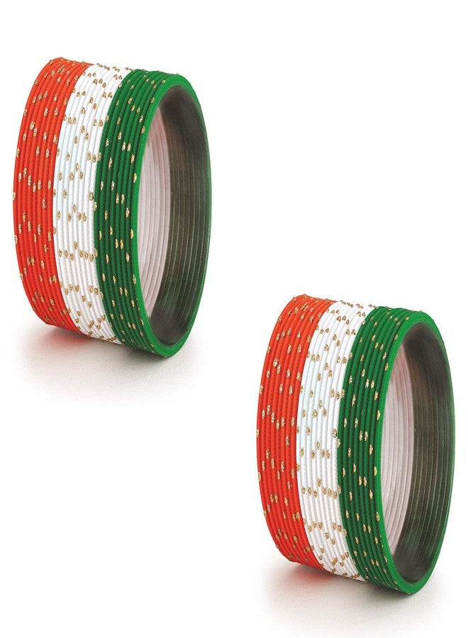 NMII Tiranga Bangles Metal Alloy Bangles Set for Women & Girls (Tri-Colour, Size: 2.6") - Image 1